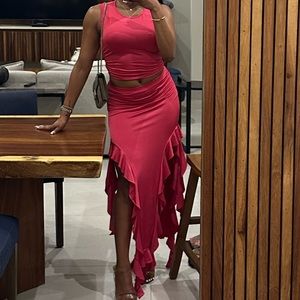Pink 2 Piece Skirt Set
